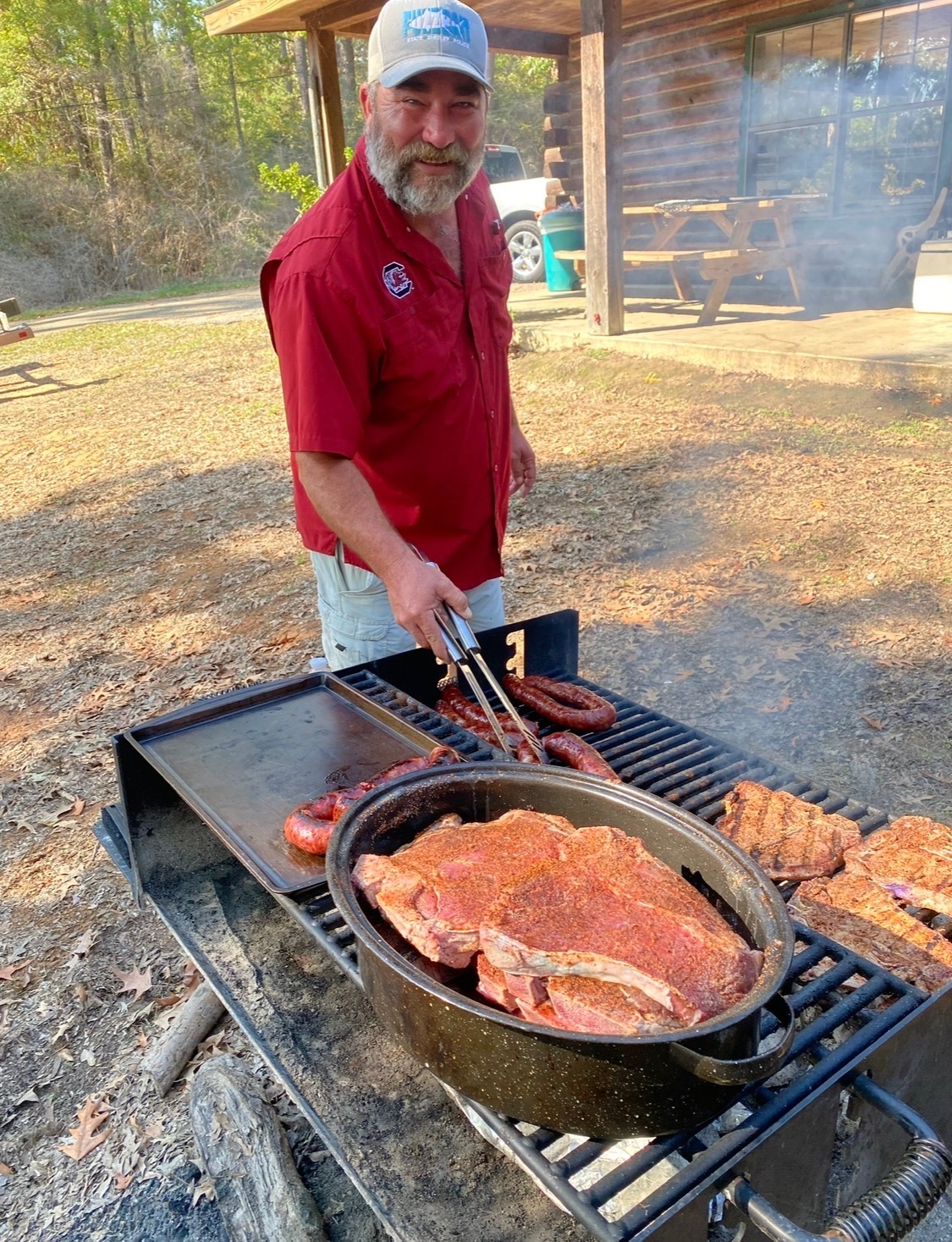 Clint cooking for friends and family